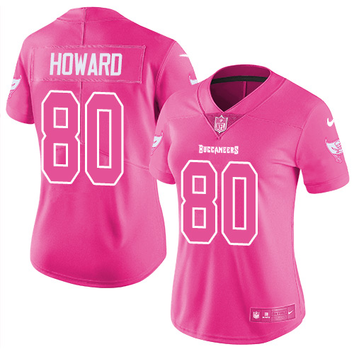 Nike Buccaneers #80 O. J. Howard Pink Women's Stitched NFL Limited Rush Fashion Jersey - Click Image to Close
